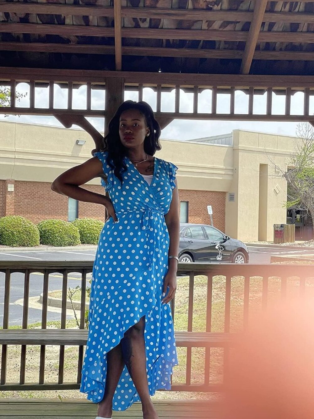 Women's Light Blue Boho Beach Vacation Wrap V Neck Summer Long Maxi Dress - Picture 3 of 6